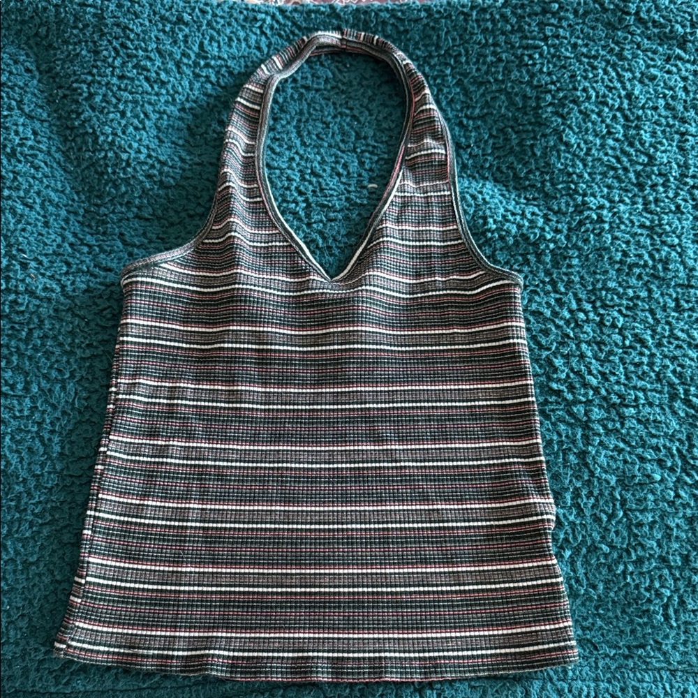 Striped Halter Neck Top